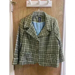 Women's Tweed Blazer - Green by